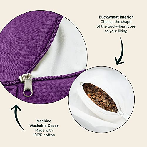 Image of Retrospec Sedona Zafu Meditation Cushion Filled w /Buckwheat Hulls - Yoga Pillow for Meditation Practices - Machine Washable 100% Cotton Cover & Durable Carry Handle Round & Crescent, 1 Ct (Pack of 1)