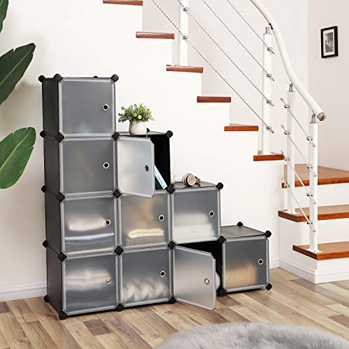 Songmics Cube Storage Organizer, 12-Cube Closet Storage Shelves, Diy Plastic Closet Cabinet, Modular Bookcase, Storage Shelving With Doors For Bedroom, Living Room, Office, Black Ulpc34Hv1 #TOP2