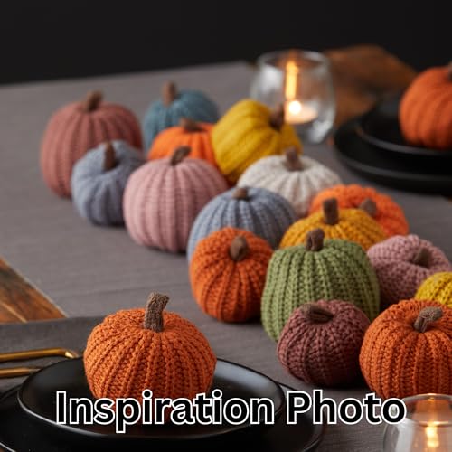 Image of Mini Knit Pumpkins Set of 12, Warm Pumpkin Colors (Mini Assorted Set 12) | Bowl Fillers, Shelf Decor Accent, Fall Wedding Centerpiece, Hostess Gift