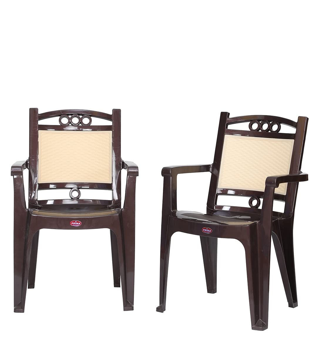 Prima Plastic Chair for Living Room | Set of 2 | Chair for Home, Living Room, Outdoor | Stackable Chair with arm | 100% Virgin Plastic | Quikr 4 (Brown Beige Colour)-image-22