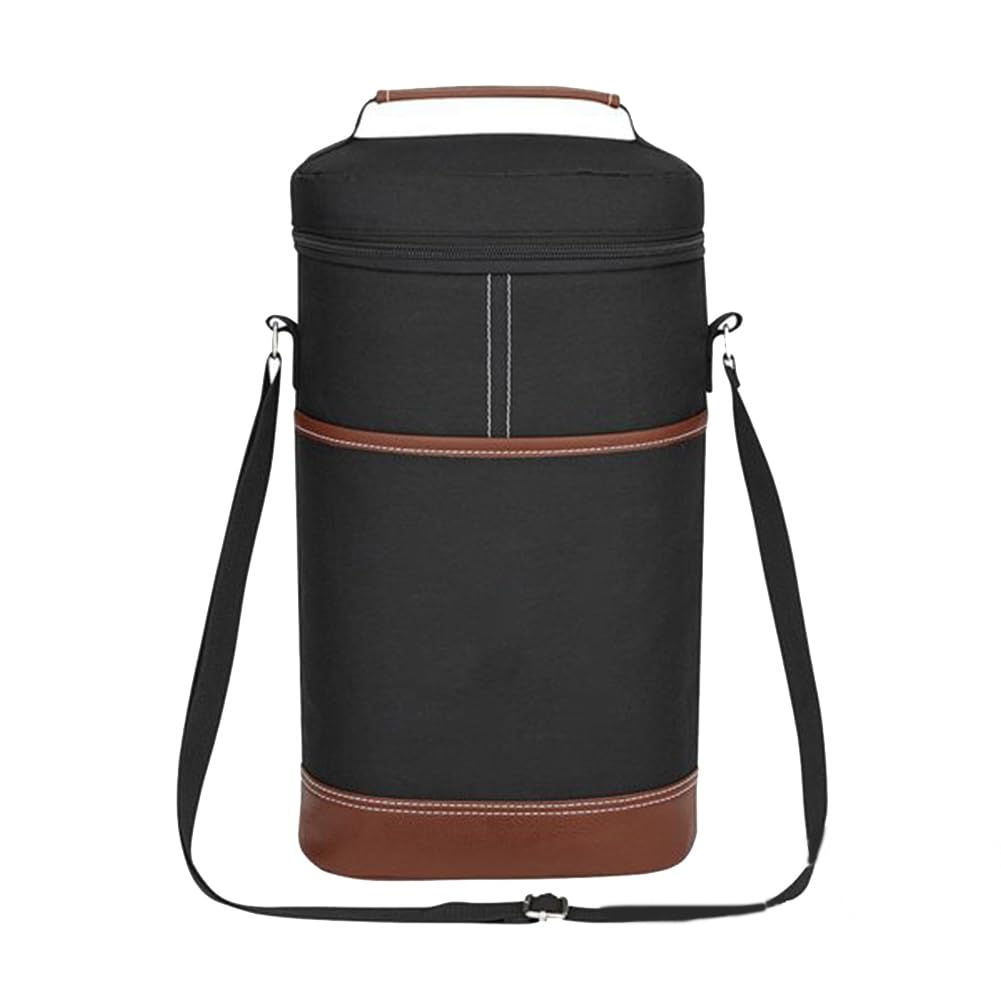 Koolenry 2 Bottle Wine Bag Wine Carrier Tote Bag, Leakproof & Insulated Wine Cooler Bag Wine Bottle Gift Bag Black