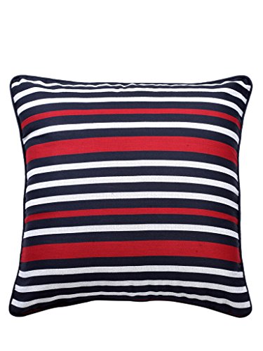 Image of Swayam Set of 2 Striped Print Cotton Blue Cushion Cover | 24 x 24 Inch | Soft Breathable Fabric with Hidden Zipper | Decorative & Stylish Cushion Covers for Sofa, Living Room, Bedroom & Couch