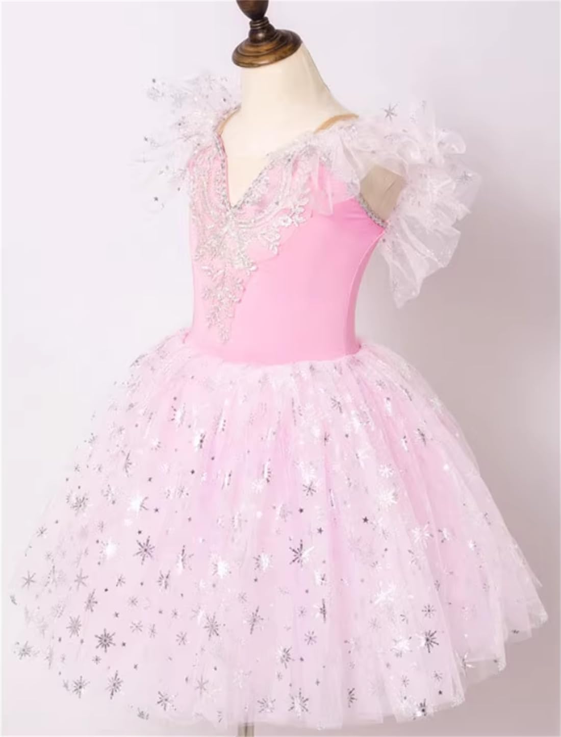 OTMYIGO Robes Tutu de Ballet pour Filles, Robe de Concours de Danse, Tenue de Patinage féerique pour Enfants, Costume de Danseuse de Salle de Bal