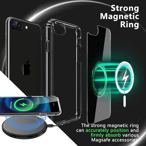 Image of Magnetic Case for iPhone 8 Plus / 7 Plus, [Compatible with MagSafe] [Military-Grade Drop Protection][Anti-Yellowing] Shockproof Protective Cover for iPhone 8 Plus / 7 Plus,Clear Slim