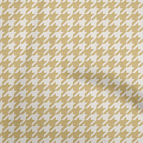 oneOone Cotton Cambric Beige Fabric Houndstooth Sewing Material Print Fabric by The Yard 42 Inch Wide-5442