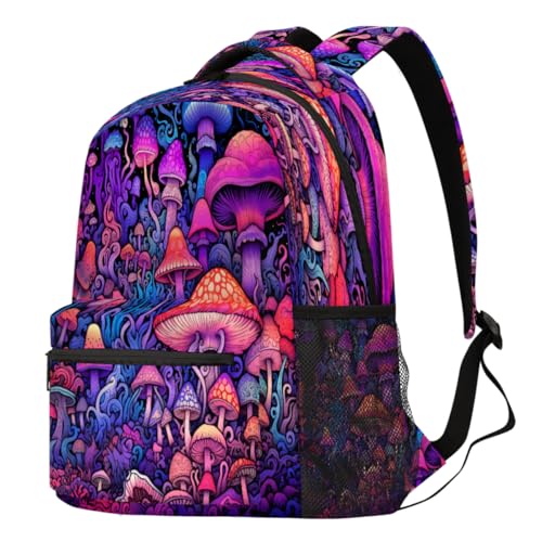 Sac à dos motif champignon magique pour ordinateur portable, école et voyage