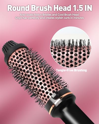 B.ZSSY Modelador de Cachos Redondo com Escova de 1,5 Polegada - Turmalina Cerâmica Aquecida Iônica c