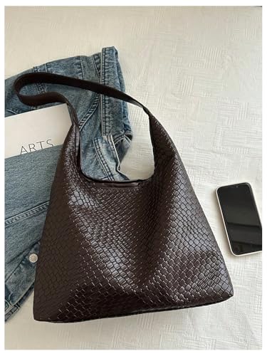 Floerns Women's Woven Leather Crescent Shoulder Bag Top Handle Underarm Purse Handbag4