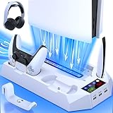 PS5 Stand with PS5 Controller Charging Station Cooling Station for Playstation 5 PS5 Console Disc/Di