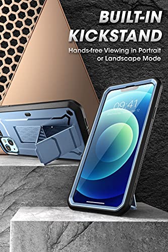 Image of SUPCASE TPU Unicorn Beetle Pro Series Case for iPhone 13, 2021 Release 6.1 inches, Built-in Screen Protector Full-Body Rugged Holster Case (Cerulean)