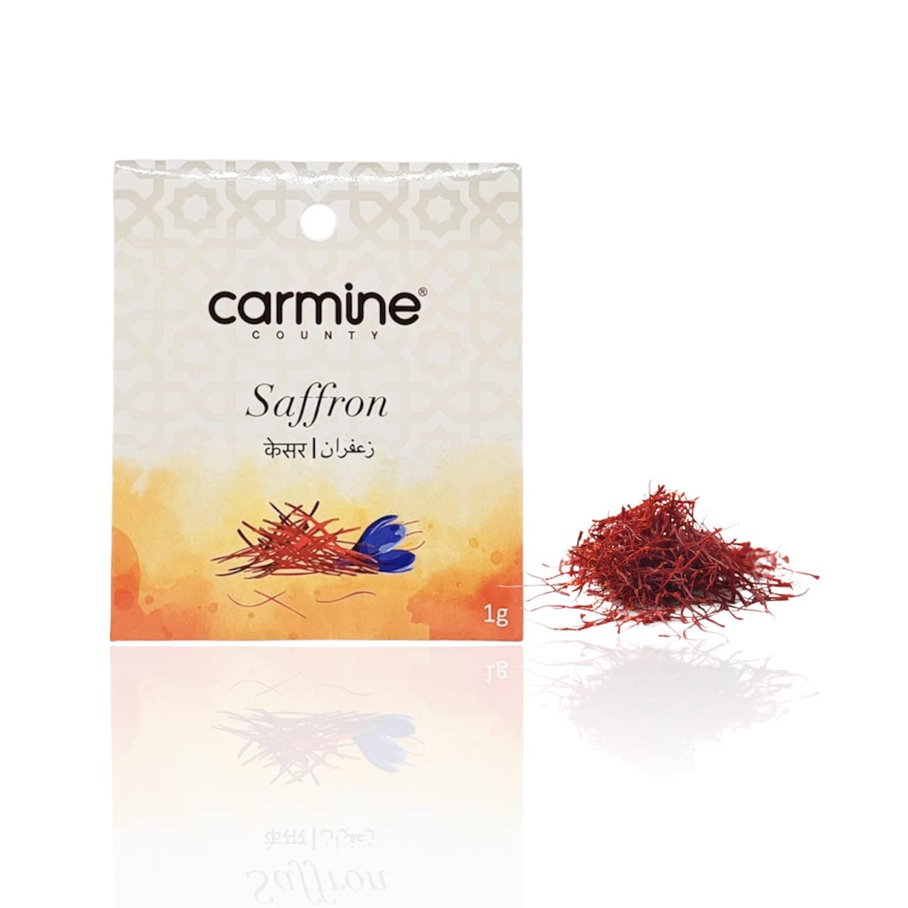 Carmine CountyPure and Natural Kashmiri Saffron 1 g, Grade I Mongra Saffron