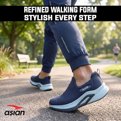 Image of ASIAN Wonderwalk Pro-14 Men's Walking Shoes | Lightweight Slip-On Sports Sneakers | Breathable Knit Mesh | Memory Foam Shoes with Anti-Slip Grip Sole