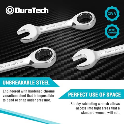 Image of DURATECH 10mm Stubby Ratcheting Combination Wrench, Metric, CRV
