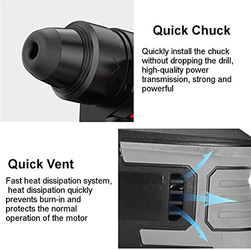 3-in-1-Rotations-Elektro-Abbruchhammer-Schlagbohrmaschine, 1380 W 5800 U/min Wiederaufladbare elektrische Akku… – Bild 5