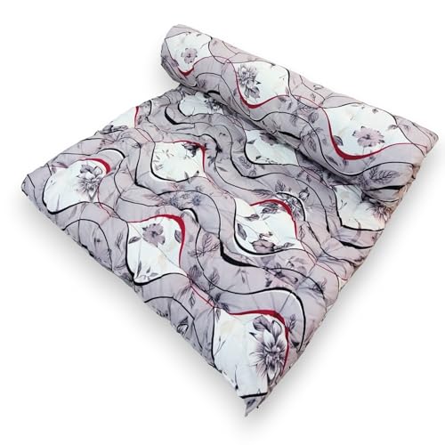 Image of Deevine Craft Soft Cotton Foldable Mattress - Lightweight, Firm Single Gadda | 3D Design Print, 72x36 Inches (3x6 ft) | Portable for Picnic, 1 Sleeping Capacity (Purple White Mattress)