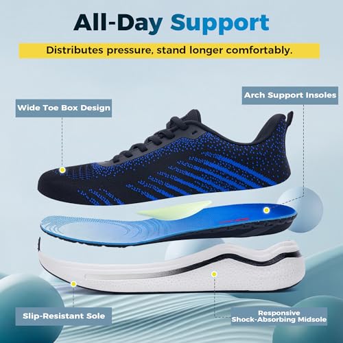 Image of Walking Shoes for Men Arch Support Plantar Fasciitis Shoes Orthotic Tennis Sneakers for Foot Pain Relief