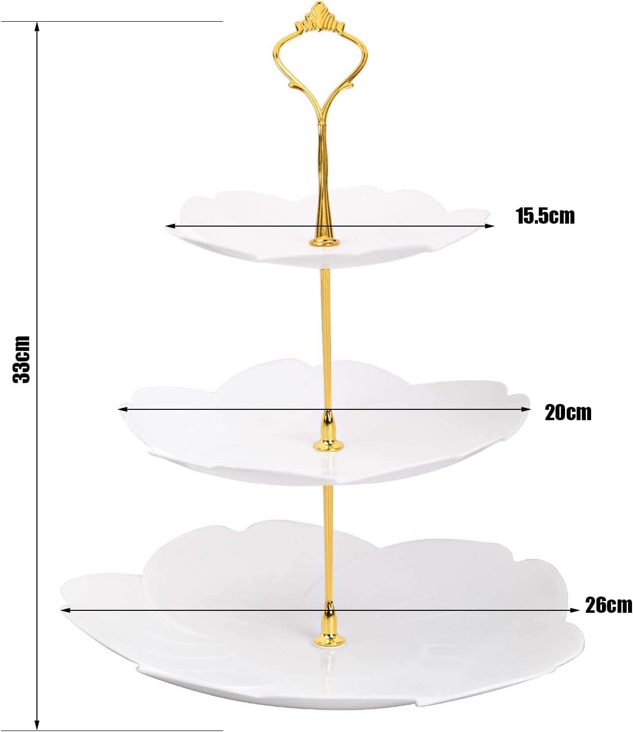 BetterJonny Set di 6 supporti per piatti per torte a 3 livelli