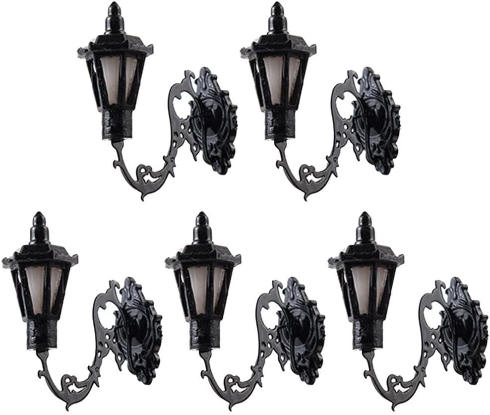 Yardwe Miniature Wall Lamp Model 5Pcs Tiny Wall Lights for Dollhouse Decoration 1.10In Scale Mounted Light Accessories for DIY Micro Landscape and Mini House Scenes