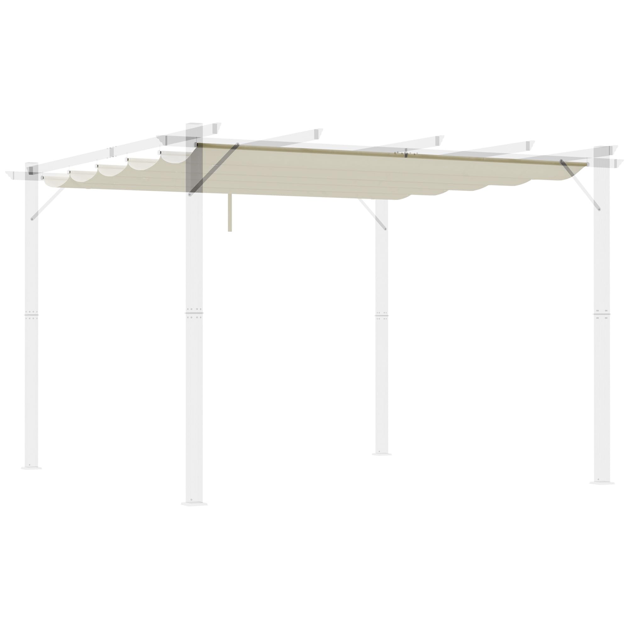 Pergola Gazebo Alluminio 4x3 Copertura Retrattile Per Gazebo Outsunny 286x245cm - Tetto In Poliestere UV30+ Con 8 Fori Di Drenaggio, Grigio Scuro Protezione Uv30