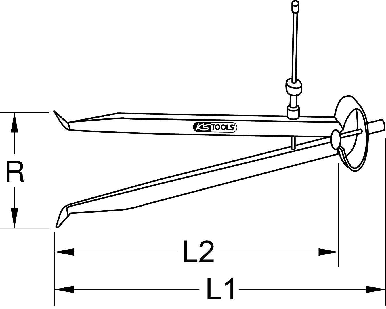 KS Tools 300.0422 Precyzyjny sprezynowy cyrkiel z mackamiwewnetrznymi, 200mm