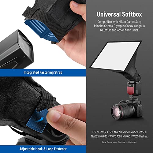 Image of NEEWER Flash Diffuser Light Softbox 11 inch x 8 inch, Universal, Collapsible with Storage Pouch Compatible with Canon Nikon Sony Godox Yongnuo NEEWER speedlight