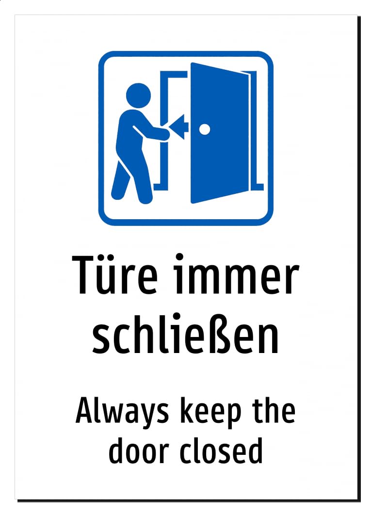 48515-DEEN-S-06 | Türe immer schließen Schild Deutsch Englisch