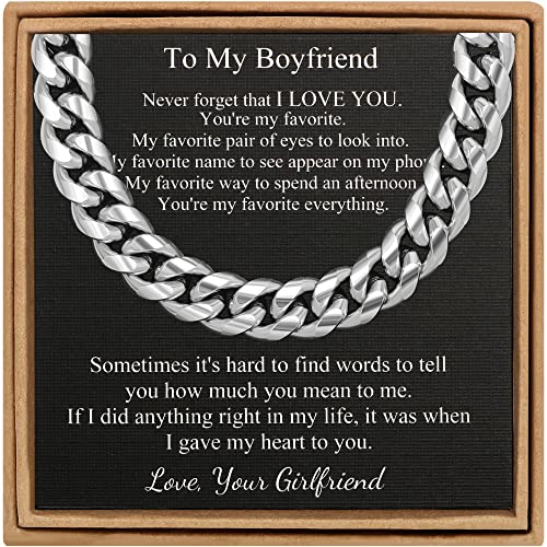 Image of JoycuFF Gifts for BF Birthday Necklace Anniversary from Her10MM Stainless Steel Cuban Chain Necklace Hip Hop Jewelry