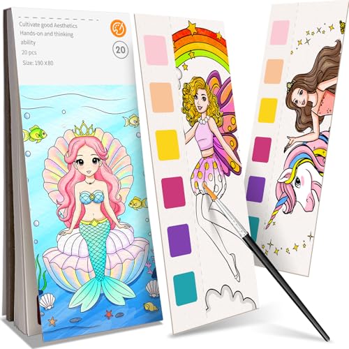 ZHOC Paint with Water Coloring Books for Kids, Pocket Mess Free Watercolor Painting Sets for Kids Ages 3 4 5 6 7 8+, Water Color Paint Set Arts and Crafts Gift for Boys Girls, Mermaid