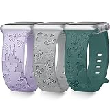 Towsnails 3 cinturini compatibili con Apple Watch serie 38 mm, 40 mm, 41 mm, 42 mm, 44 mm, 45 mm, 49 mm, grazioso motivo in morbido silicone per iWatch Serie 9/8/7/6/5/4/3/2/1/SE/Serie2