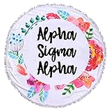 Sorority Shop Alpha Sigma Alpha Floral Design Round Beach Towel with Fringes - 60', Round Beach Blanket, Soft Microfiber, Lightweight and Durable ASA Beach Towel Blanket, Water Absorption, Quick Dry