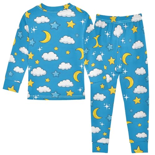 Pajama Sets Long Sleeve with Stars White Clouds Soft Comfy Sleepwear 2 Piece PJS 3-8T3