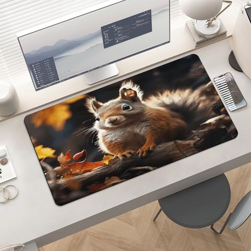 Squirrel in The Woods Desk Pad goma antideslizante grande miniatura 6