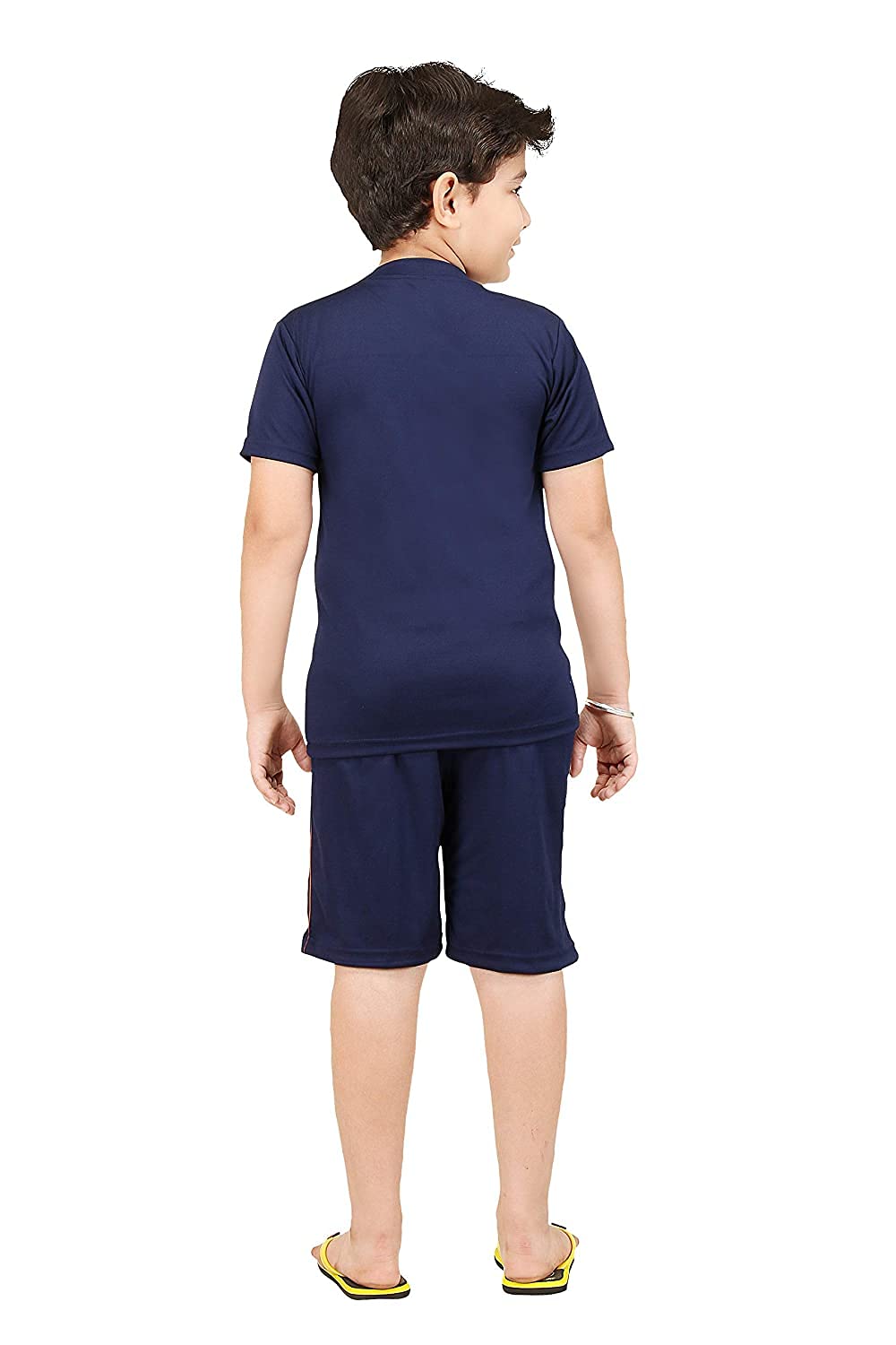 Wearilio Sports Jersey/Tshirts And Shorts For Boys And Girls (14 Years - 15 Years, Orange Navy) 2