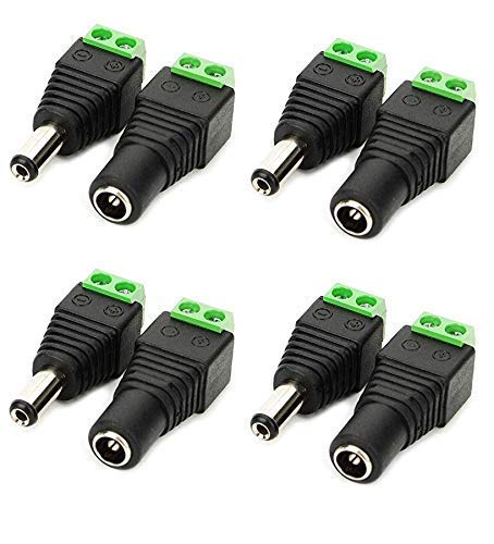 4 Pairs DC Power Jack Plug Adapter Connector | 12V 24V 2.1mm x 5.5mm Male + Female Barrel Connectors | Easy Screw Terminal for CCTV Camera, LED Strip, DVR (4 Male + 4 Female)-image-40