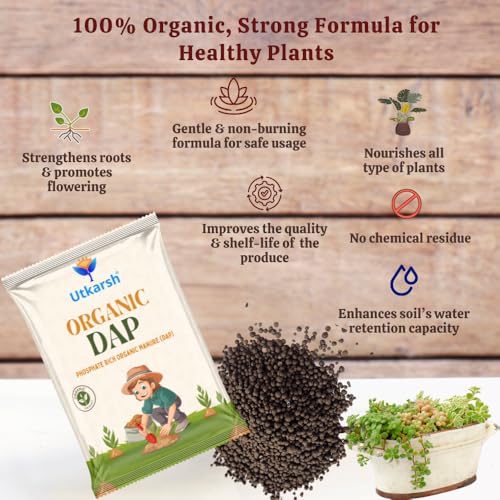 Image of Utkarsh Organic DAP Fertilizer for Plants, Home & Garden - 5 Kg Granules, 100% Water Soluble, Bio DAP Fertilizers & Manure for Plants Growth | Improves Flowering, Fruiting & Vegetables; Pack of 1