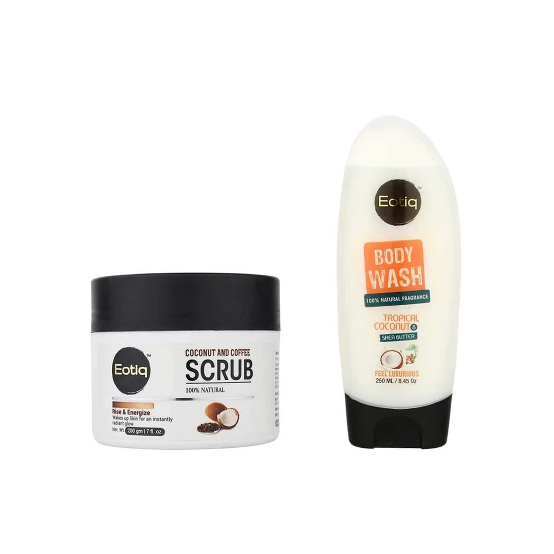Eotiq Tropical Coconut & Shea Butter Body Wash (300 Ml), Coconut & Coffee Scrub (200Gm)