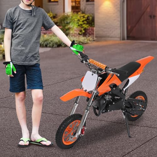 49cc Kinder Dirt Bike, 8 inch Kinder Motorrad mit Scheibenbremsen - Max.50 km/h, für Kinder und Jugendliche im Alter von 6-16 Jahren, Gokart mit Motor, Orange – Bild 5