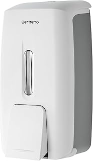 Bertreno Commercial Soap Dispenser Wall Mount Manual Pump Hand Soap Dispenser 800ml Gel Liquid Hand Sanitizer Dispenser Self Adhesive for Home Bathroom (White)