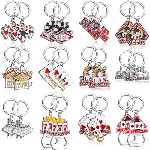 Landical Las Vegas Metal Keychain Gifts Souvenirs for Las Vegas Party(24 Pcs)