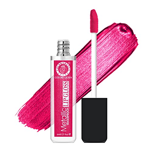 Image of Colors Queen Metallic Waterproof Lip Gloss | Lightweight Lip Gloss with High Shine | Glossy Liquid Lipstick with Shimmer for Smooth & Shiny Lips, Non-Sticky Formula (05 - Runway Red)