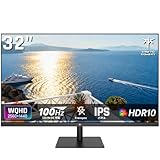 KEY TO COMBAT 32インチ モニター 100Hz WQHD 2560*1440 IPSパネル HDR10 Adaptive Sync sRGB109% 350cd/m² PS5対応目に優しい設計 VESA対応100mm×100mm HDMI 2.0×2 DP 1.4×1 省エネ設計 ビジネス/取引/グラフィック/映画 3年保証 H32T13