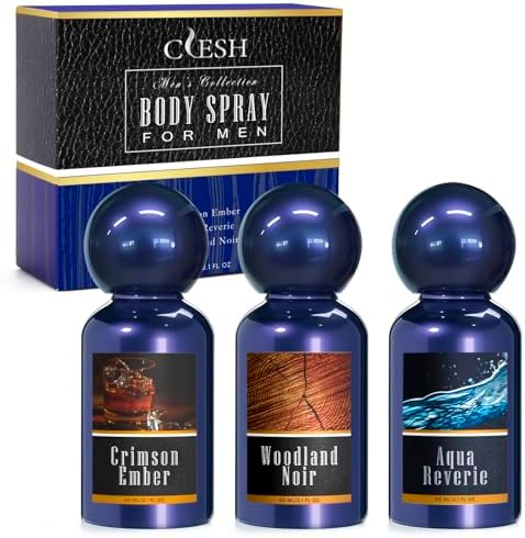 CLESH Body Spray for Men, Travel Size Mens Fragrance Mist, 2.1 fl oz Each
