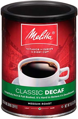 Melitta Classic Decaf Coffee, Medium Roast, Extra Fine Grind, 10.5 Ounce Can (Pack of 4)