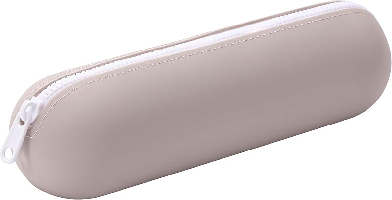 Necessaire para pincéis de maquiagem RSRSLEII em silicone com zíper, 06Khaki