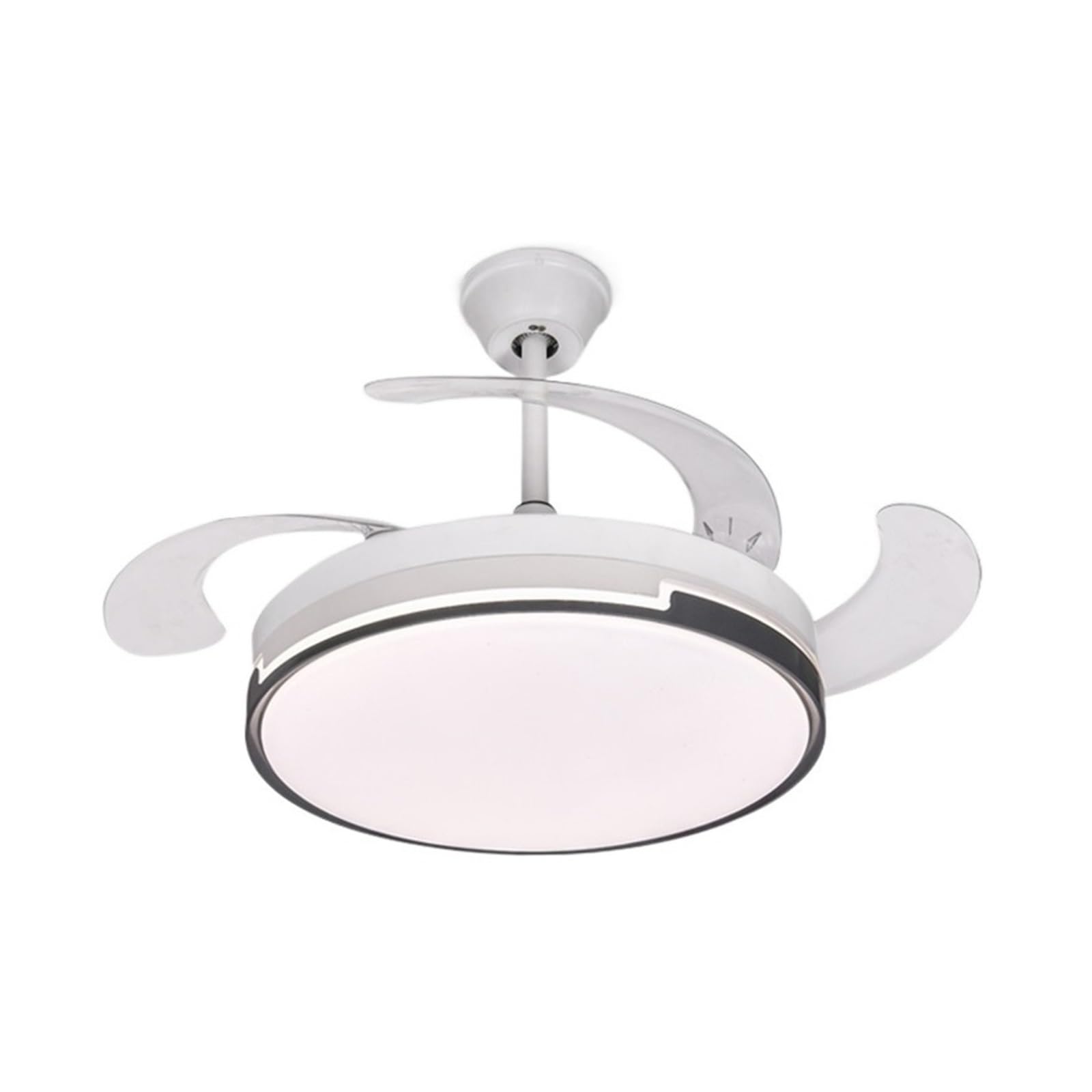 ERETYRET Ceiling Fan Invisible with Retractable Blades and Remote Control Fandelier Fan Light Luminous Led Lamp Metal Quiet Cooling(White,52 inch)