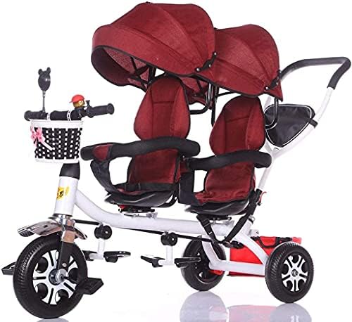 Stroller Wagon Tricycle Trike Baby cart Baby Carriage Children’s Double Tricycle Twin Baby Bicycle Light Trolley Big Stroller Extended Awning Storage Basket Baby carriage (Color : B) (Color : C) over