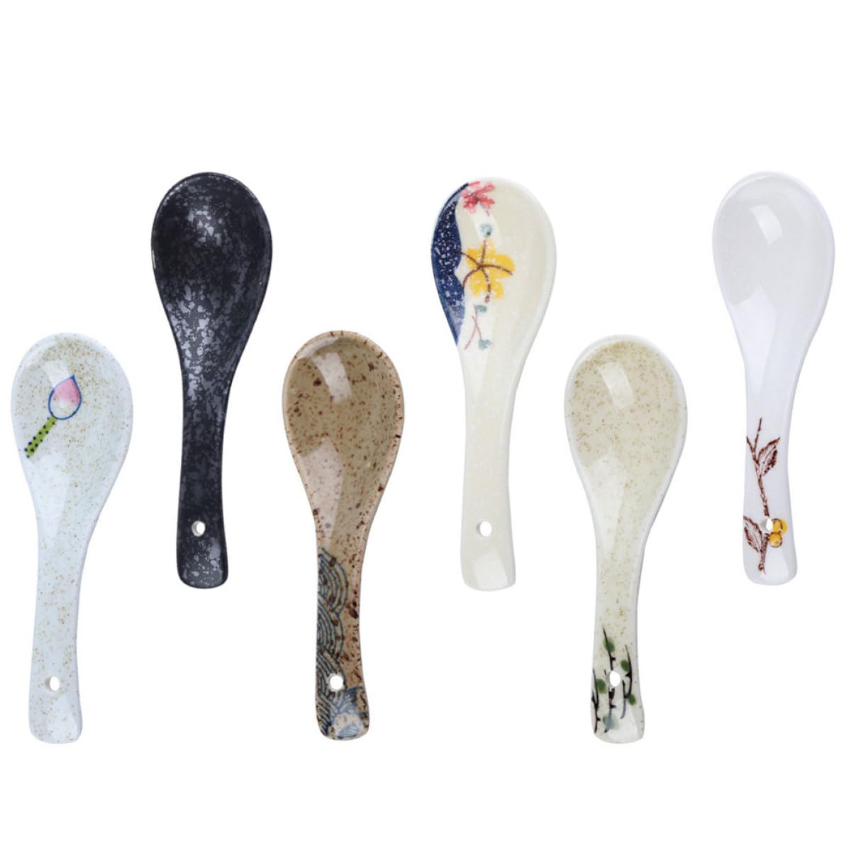Cuillères à soupe en porcelaine asiatique multicolores pour vos soirées rāmen