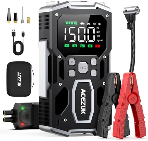 ACEZUK Arrancador de Batería de Coche 8000A, Compresor de Aire 15...