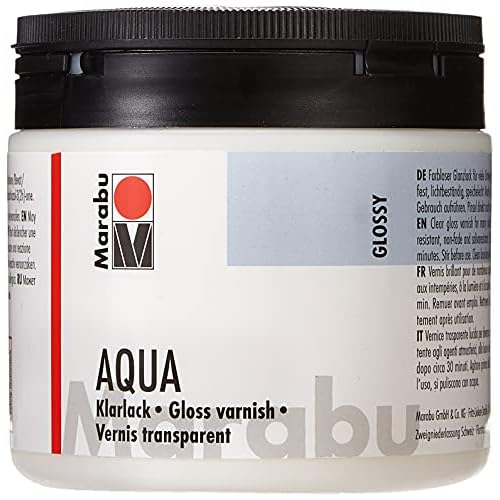 Marabu 11350075000 - Farbloser aqua Klarlack, transparent - hochglänzender Acryl - Lack auf Wasserbasis, für Hobby und Freizeit, zum Lackieren vieler Bastelarbeiten und Materialien, 500 ml Dose