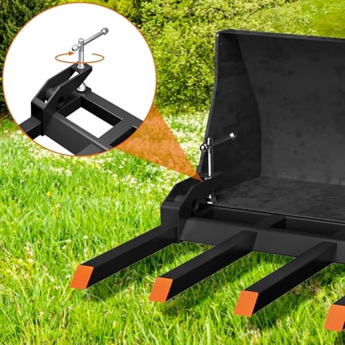 Clamp On Debris Forks to 60" Bucket, Heavy Duty Pallet Fork 4000 lbs Capacity Quick Attach Fit For Loader Bucket Skidsteer Tractor